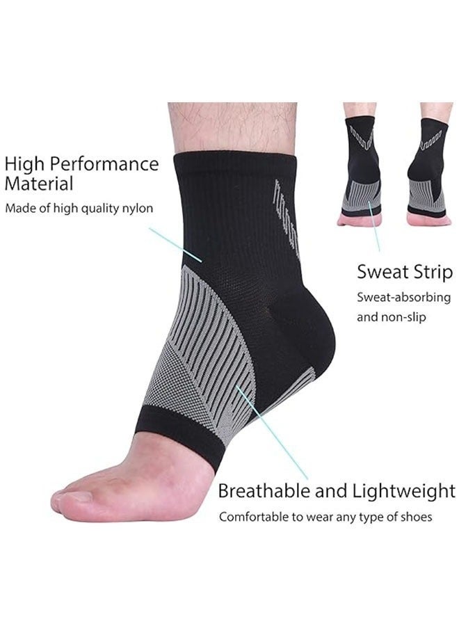 Cuken 1 Pair Ankle Compression Sleeves, High-Elasticity Support Brace for Foot Arch and Heel Pain Relief, Breathable Ankle Support for Men and Women, Black - Image 4